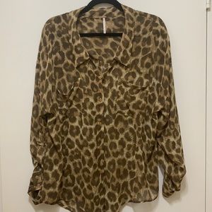 Free people leopard blouse size large
